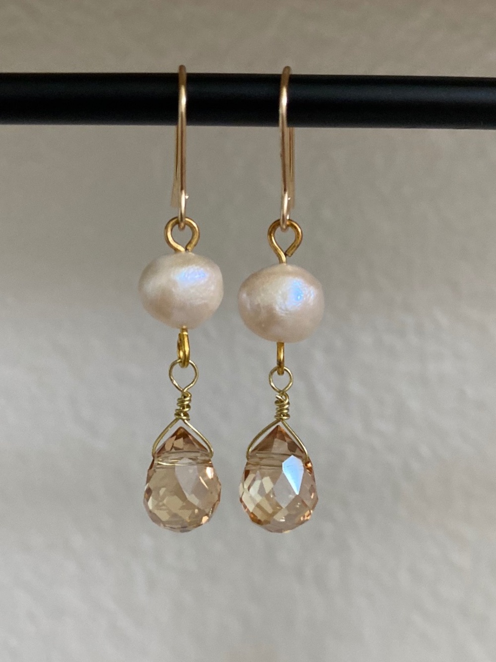 Handmade Earrings with Freshwater Pearl & Glass beads